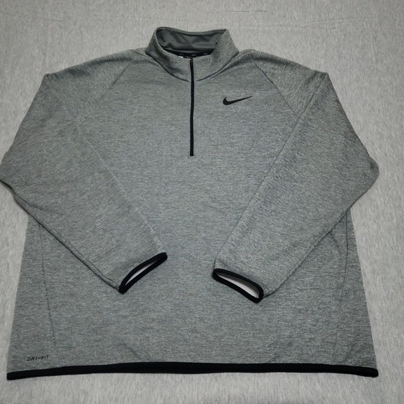 Nike Other - Nike Dri FIT Mens 2XL Grey Heather Quarter Zip Fleece Pullover Warm Up Knit